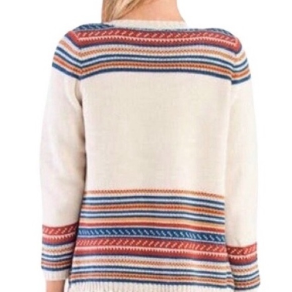 Ekklesia Fair Isle Tribal Aztec Multi Stripe Open Front Cardi Blue Orange Sz M/L - Picture 3 of 11